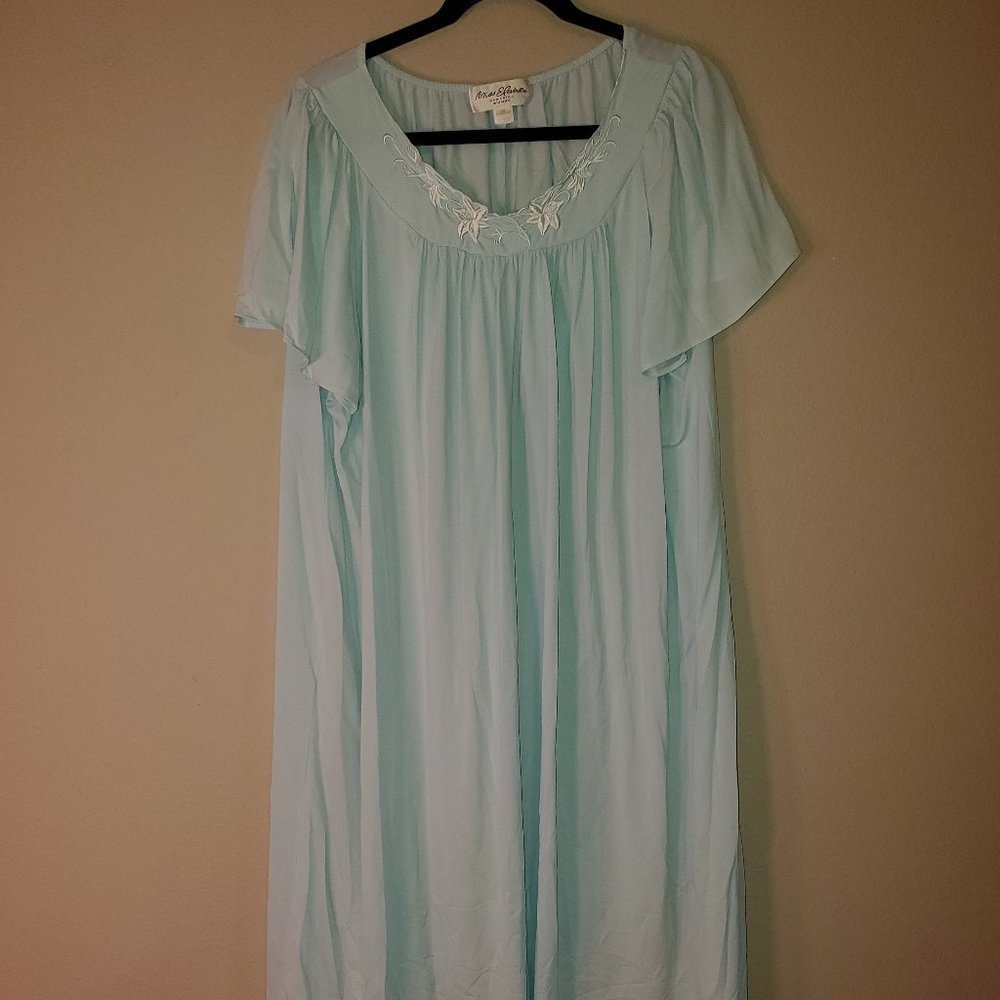 Silky and soft Miss Elaine Short-Sleeved Nightgown from Macy's - Light Green